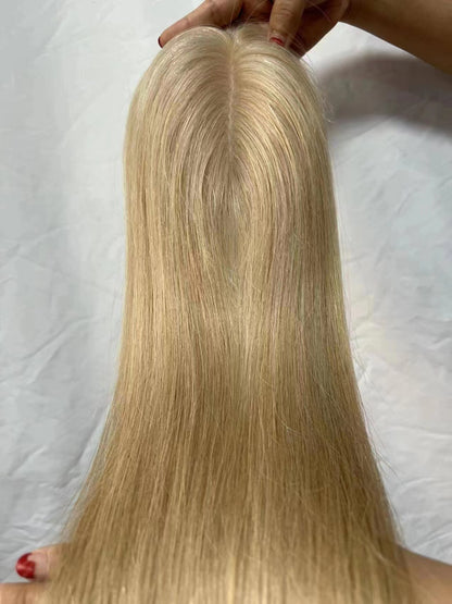 Hair Human Hair Top Remy Hair Toupee 3''x5'' Hand-Tied Silk Straight Hair