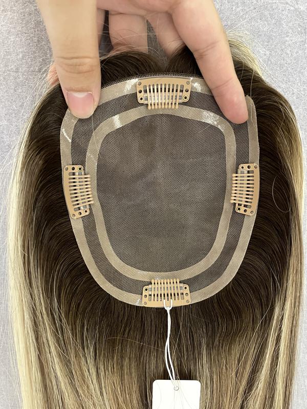 Chinese Remy Human Hair System Women Beauty Breathable Seamless Mono Base Topper Volume Daily All Day Wear