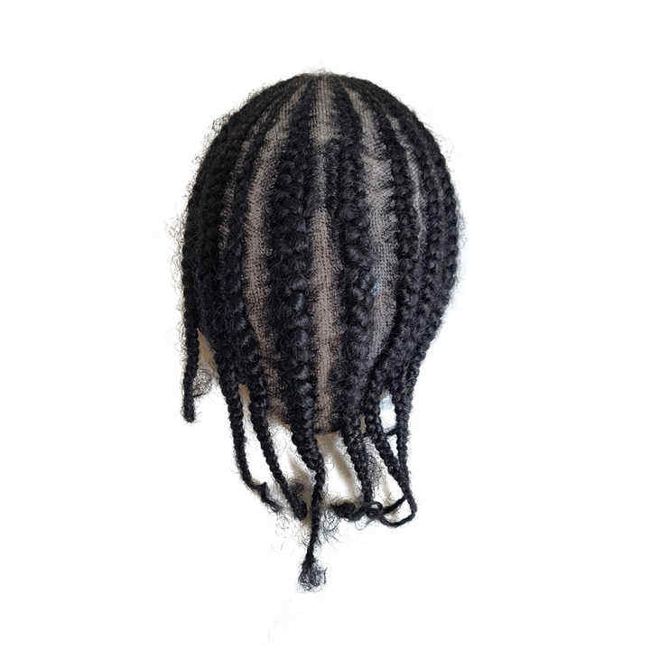 Toupee Men's Wig Indian Remy Human Hair System Braided 130% Density Straight Texture Black Men Hot Supplier