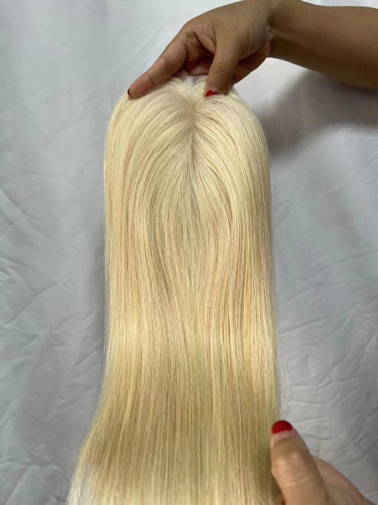 Hair Human Hair Top Remy Hair Toupee 3''x5'' Hand-Tied Silk Straight Hair