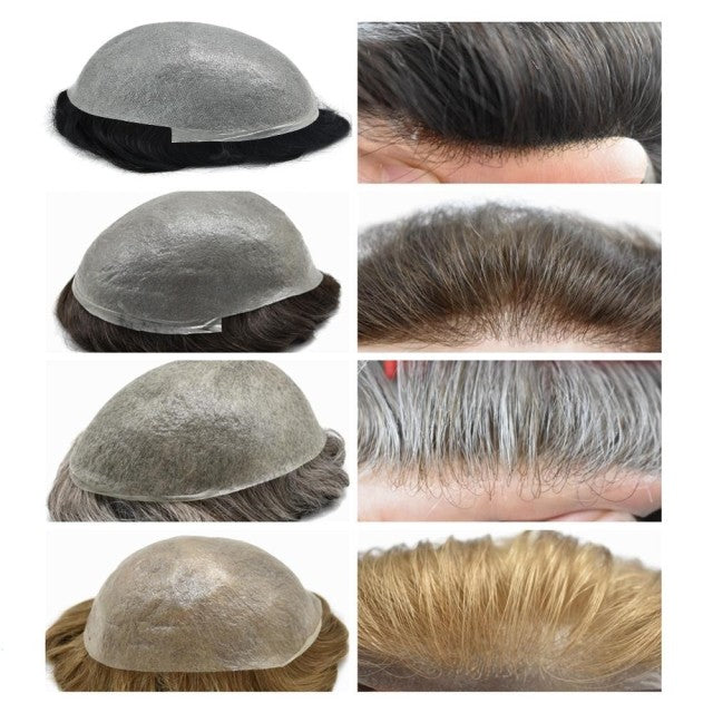 100 % Human Hair Super Thin Skin Men Toupee Wig Hair System