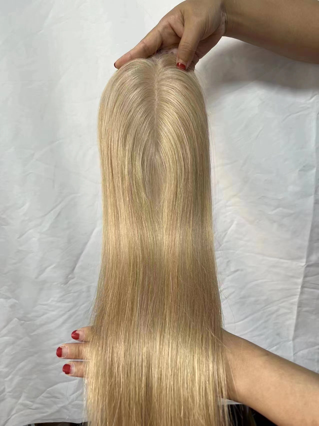 Hair Human Hair Top Remy Hair Toupee 3''x5'' Hand-Tied Silk Straight Hair