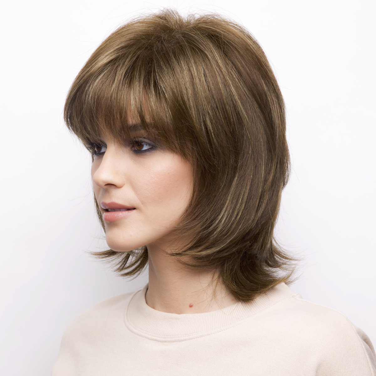 100% Human Hair Short Wigs for Women 6 Inch, Coffee Latte