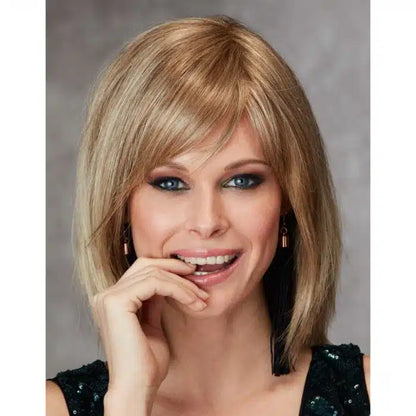 100% Human Hair Shoulder Length Wig Natural Wigs, Coffee Mist & Wheat Mist