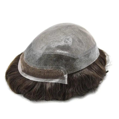 100% Human Hair Mens Toupee BIO-A 8"x10" Men's Lace Front Skin Top Skin PU
