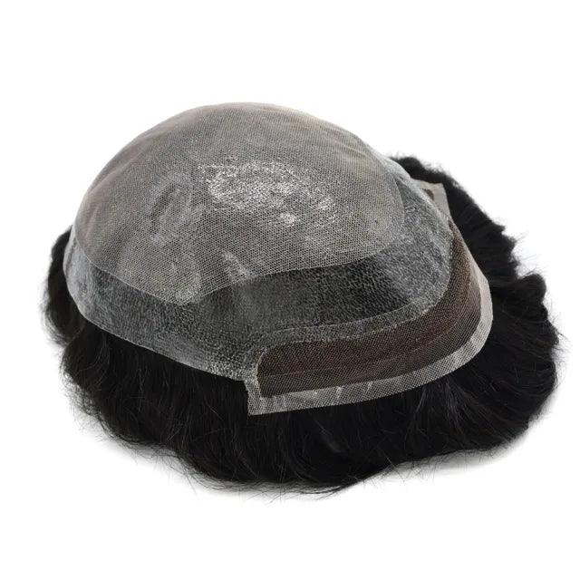 100% Human Hair Mens Toupee BIO-A 8"x10" Men's Lace Front Skin Top Skin PU