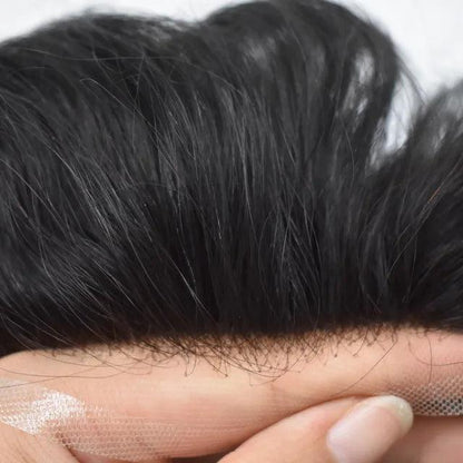 100% Human Hair Mens Toupee BIO-A 8"x10" Men's Lace Front Skin Top Skin PU