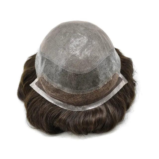100% Human Hair Mens Toupee BIO-A 8"x10" Men's Lace Front Skin Top Skin PU
