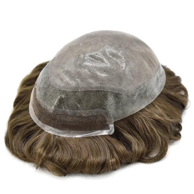 100% Human Hair Mens Toupee BIO-A 8"x10" Men's Lace Front Skin Top Skin PU