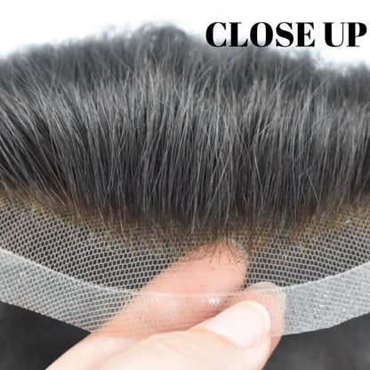 100% Human Hair Lace Front Men's Toupee Short Hair For V-looped Men's Natural Hair Toupee