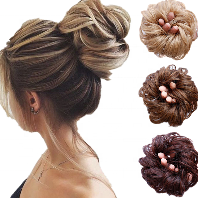 Curly Hairpieces Wavy Hair Donut Bun for Women UK