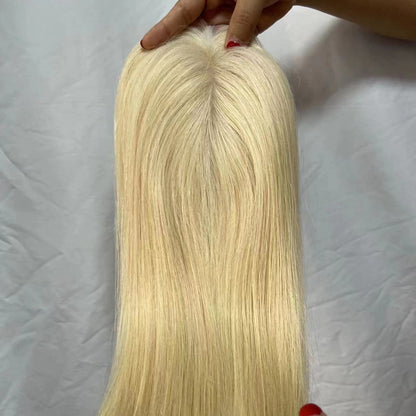 Hair Human Hair Top Remy Hair Toupee 3''x5'' Hand-Tied Silk Straight Hair