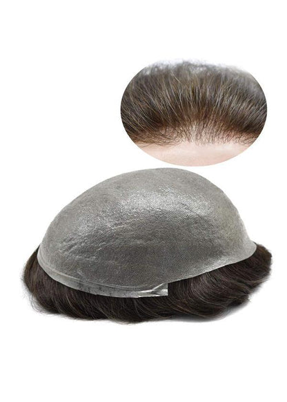 100% Human Hair Natural Skin Men Toupee Wigs Short Wigs