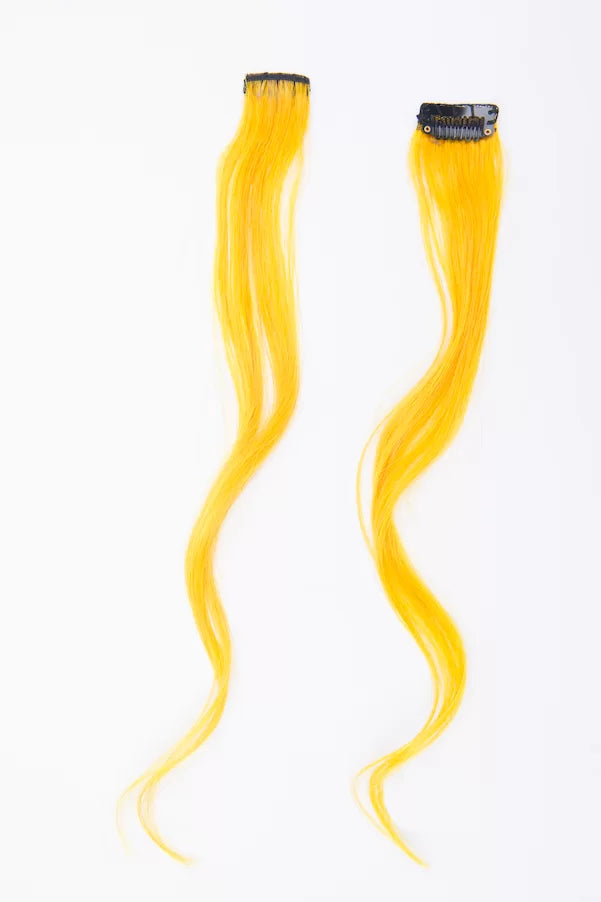 100% Human Hair Clip-in Hair Yellow Colourful Extension For Women