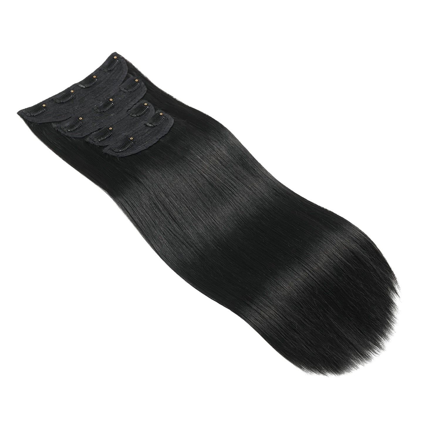 100% Human Hair 4 PCS Set Clip in Natural Black Wigs for Women