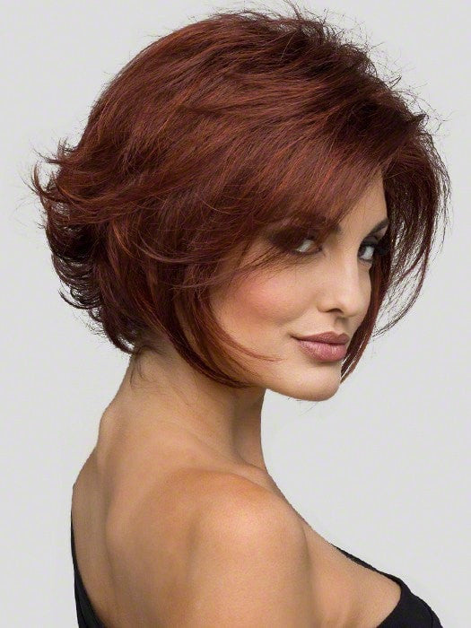 100% Human Hair Natural Chin Length Wig Bob Wigs for Women, Creamy Glow Rooted & Rich Chestnut Glow