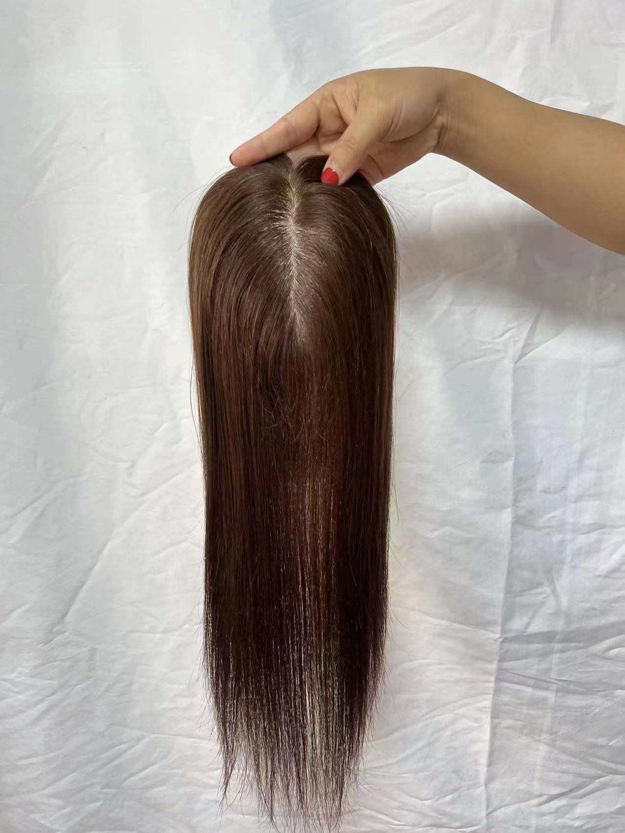 Hair Human Hair Top Remy Hair Toupee 3''x5'' Hand-Tied Silk Straight Hair