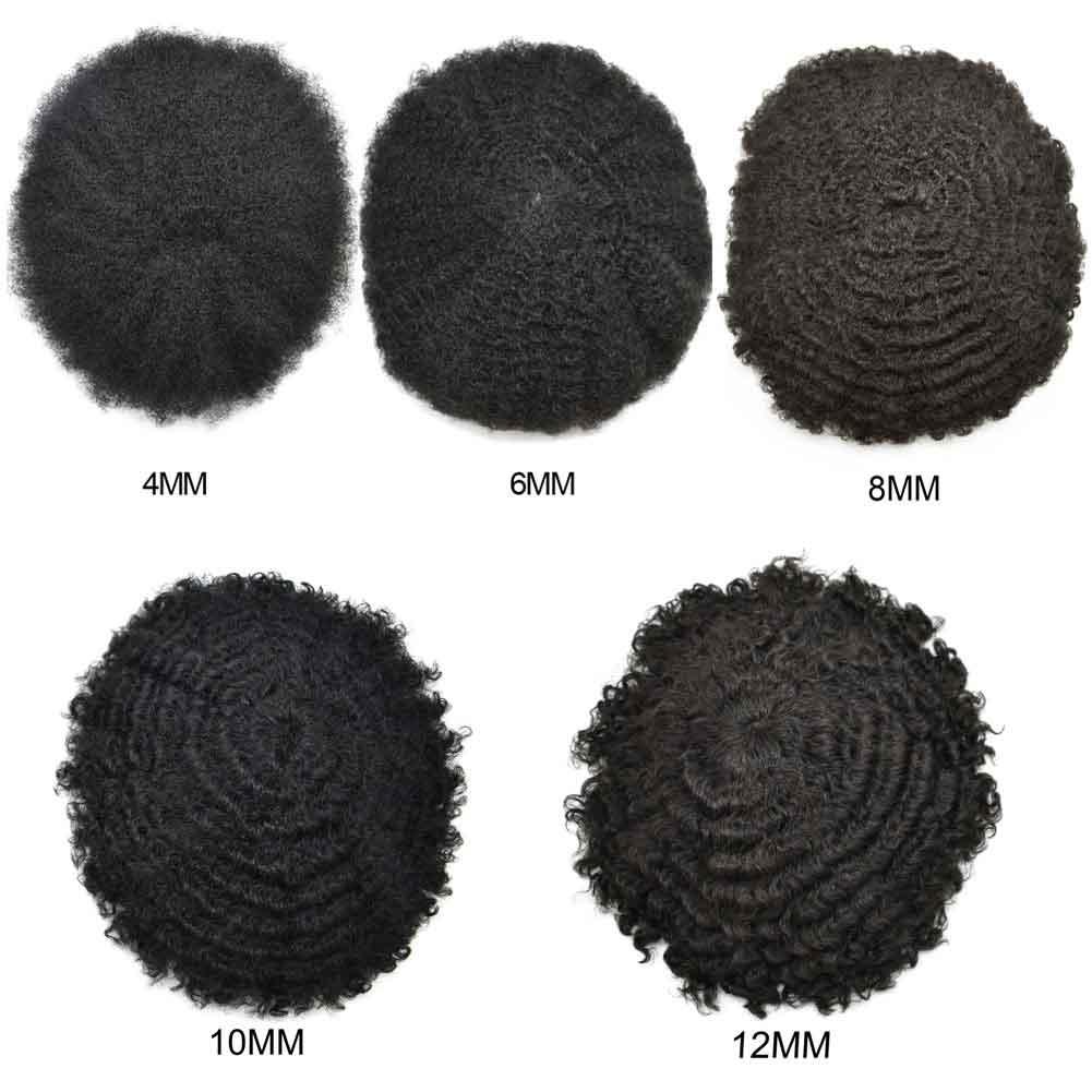 100 % Human Hair Afro Thin Skin Curly Toupee Wig Mens Wigs Real Human Hair