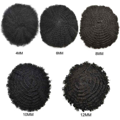 100 % Human Hair Afro Thin Skin Curly Toupee Wig Mens Wigs Real Human Hair