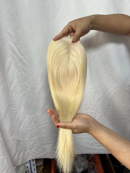 Hair Human Hair Top Remy Hair Toupee 3''x5'' Hand-Tied Silk Straight Hair