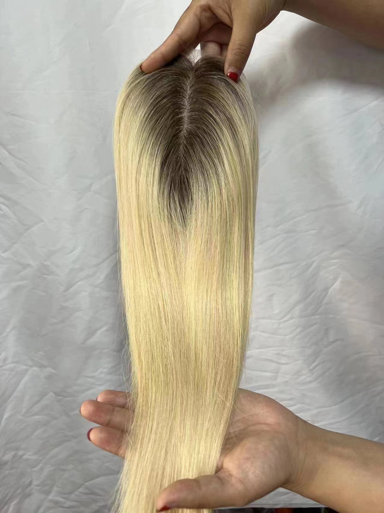 Hair Human Hair Top Remy Hair Toupee 3''x5'' Hand-Tied Silk Straight Hair