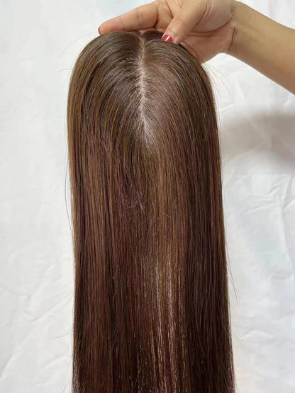 Hair Human Hair Top Remy Hair Toupee 3''x5'' Hand-Tied Silk Straight Hair