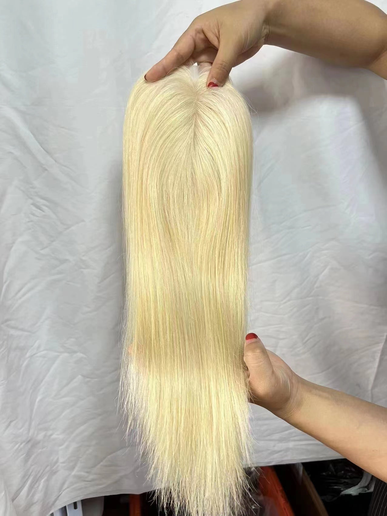 Hair Human Hair Top Remy Hair Toupee 3''x5'' Hand-Tied Silk Straight Hair