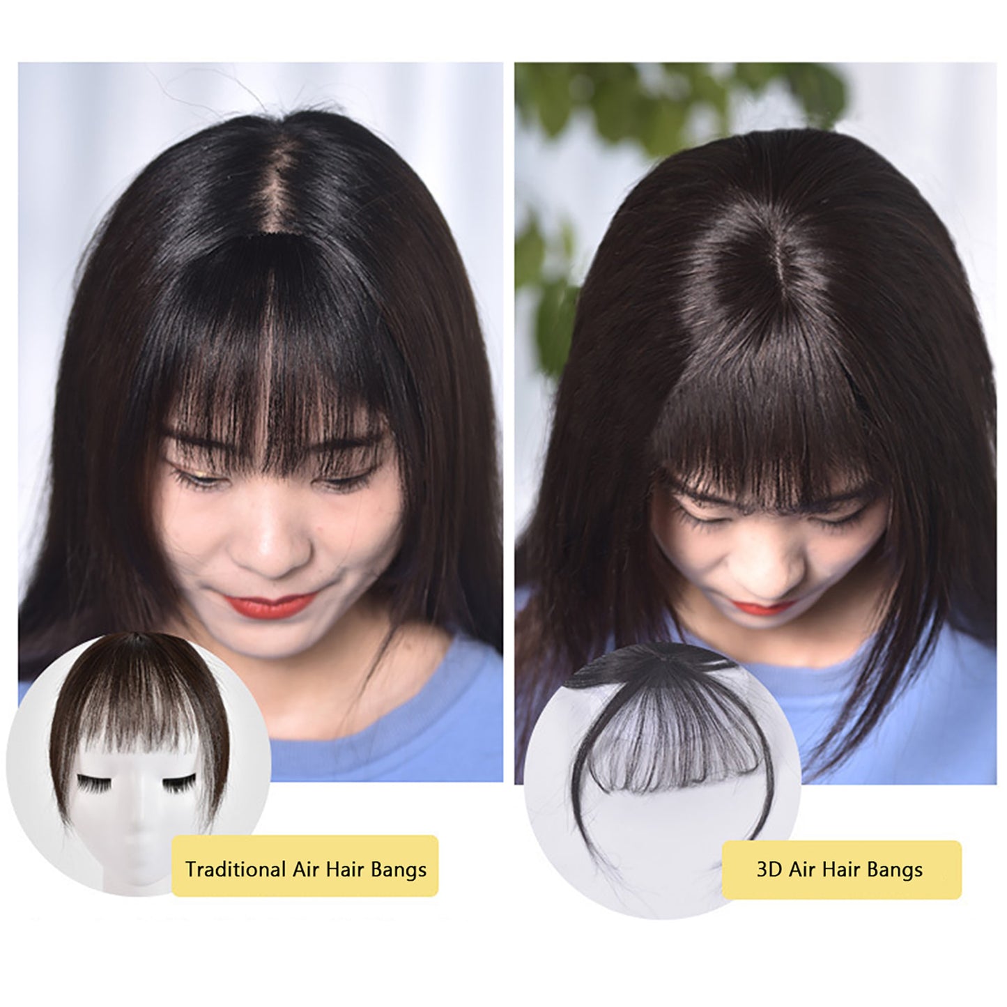 100% Human Hair 3D Air Clip-in Bangs Natural Hair Wigs Trendco Wigs