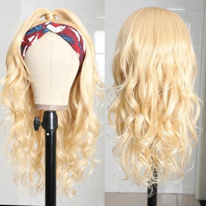 100% Human Hair Body Wave Headband Wig Blonde #613