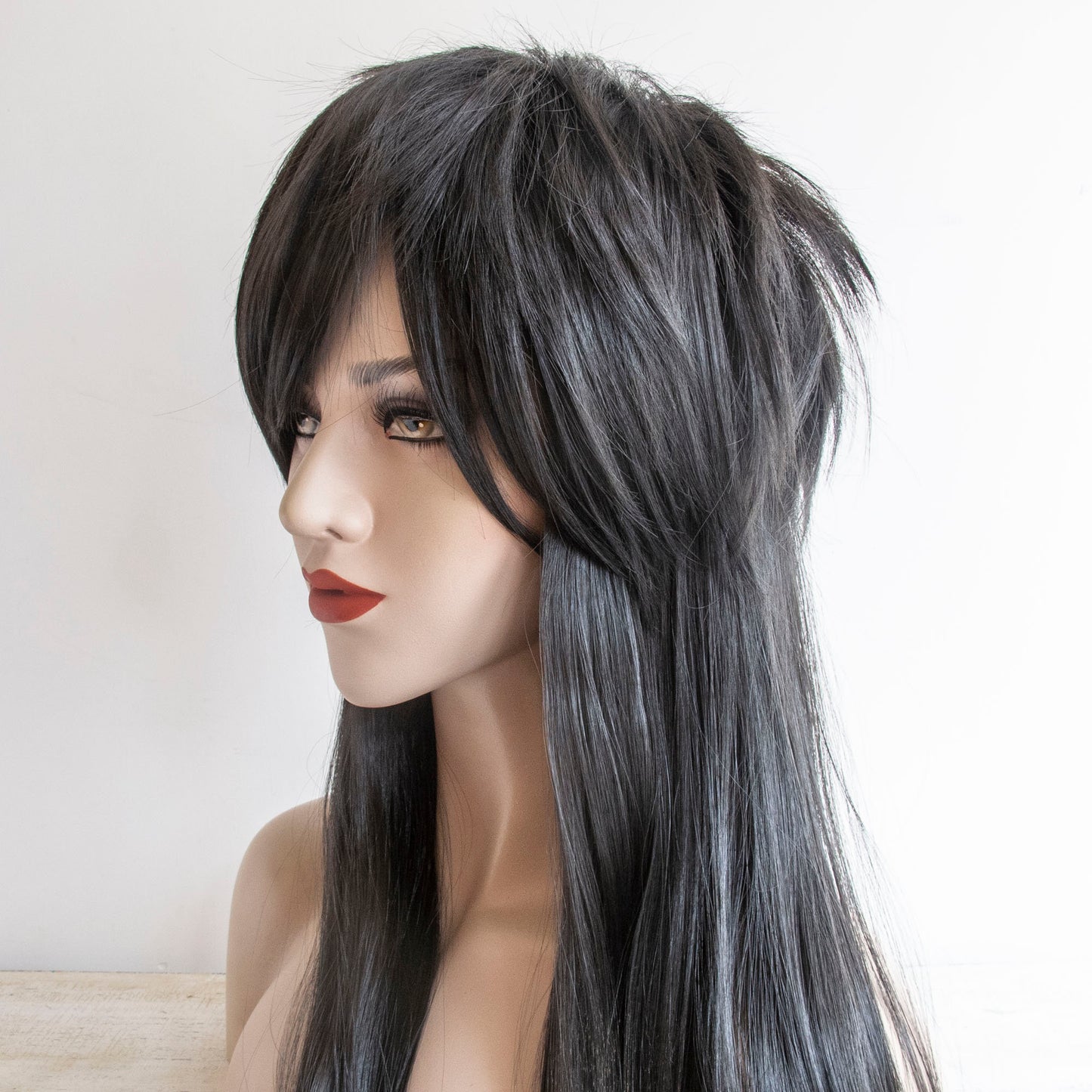 100 % Human Hair Black Mullet Jewish Wig UK for Women