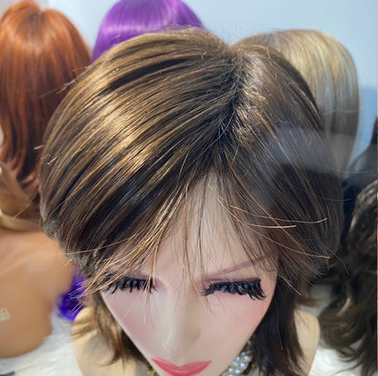 100% Human Hair Short Wigs for Women 6 Inch, Coffee Latte