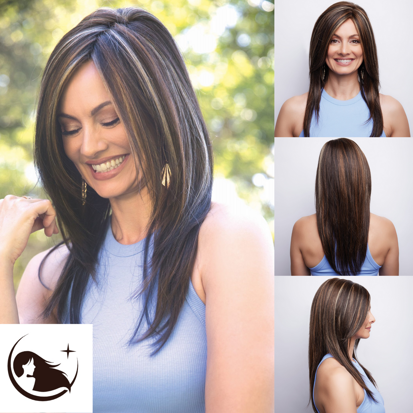 100% Human Hair Womens Wigs Long Human Hair 16 Inch Wig