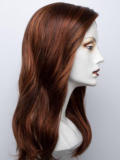 100% Human Hair Mono Womens Wigs, Champagne Rooted & Copper Brown Mix