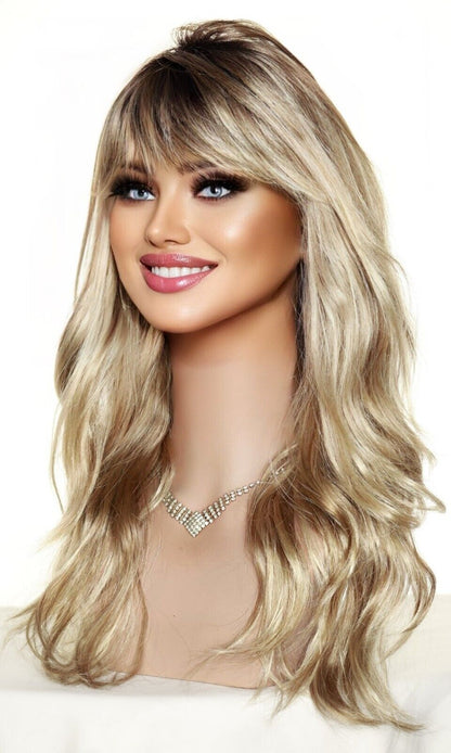 100% Human Hair Long Wigs 24 Inch, Creamy Toffee