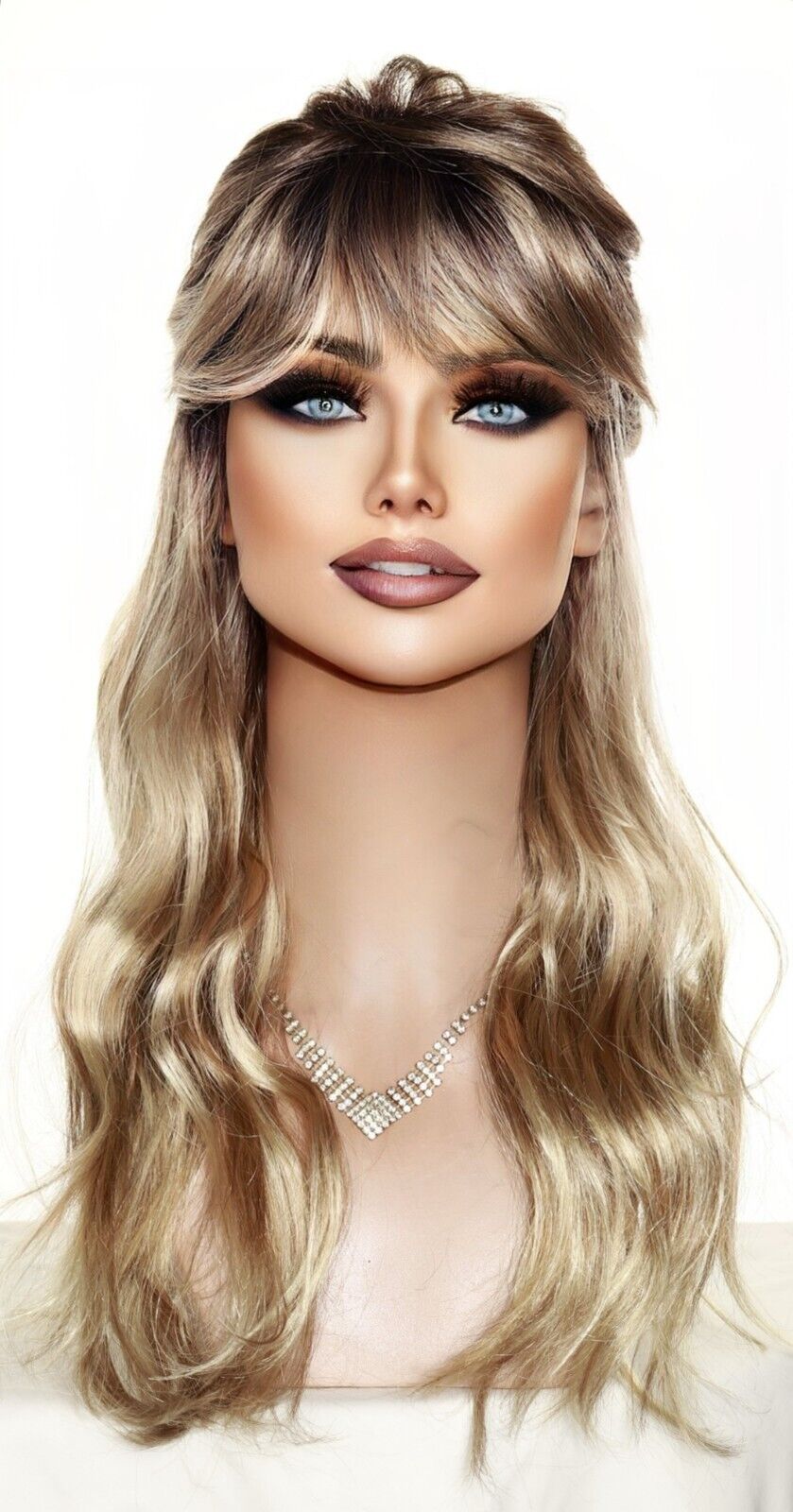 100% Human Hair Long Wigs 24 Inch, Creamy Toffee