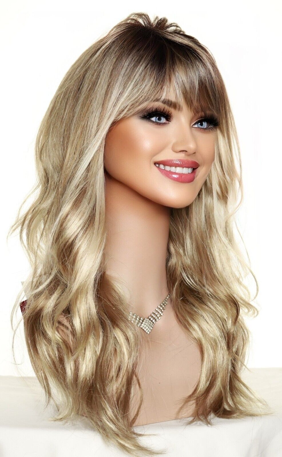 100% Human Hair Long Wigs 24 Inch, Creamy Toffee