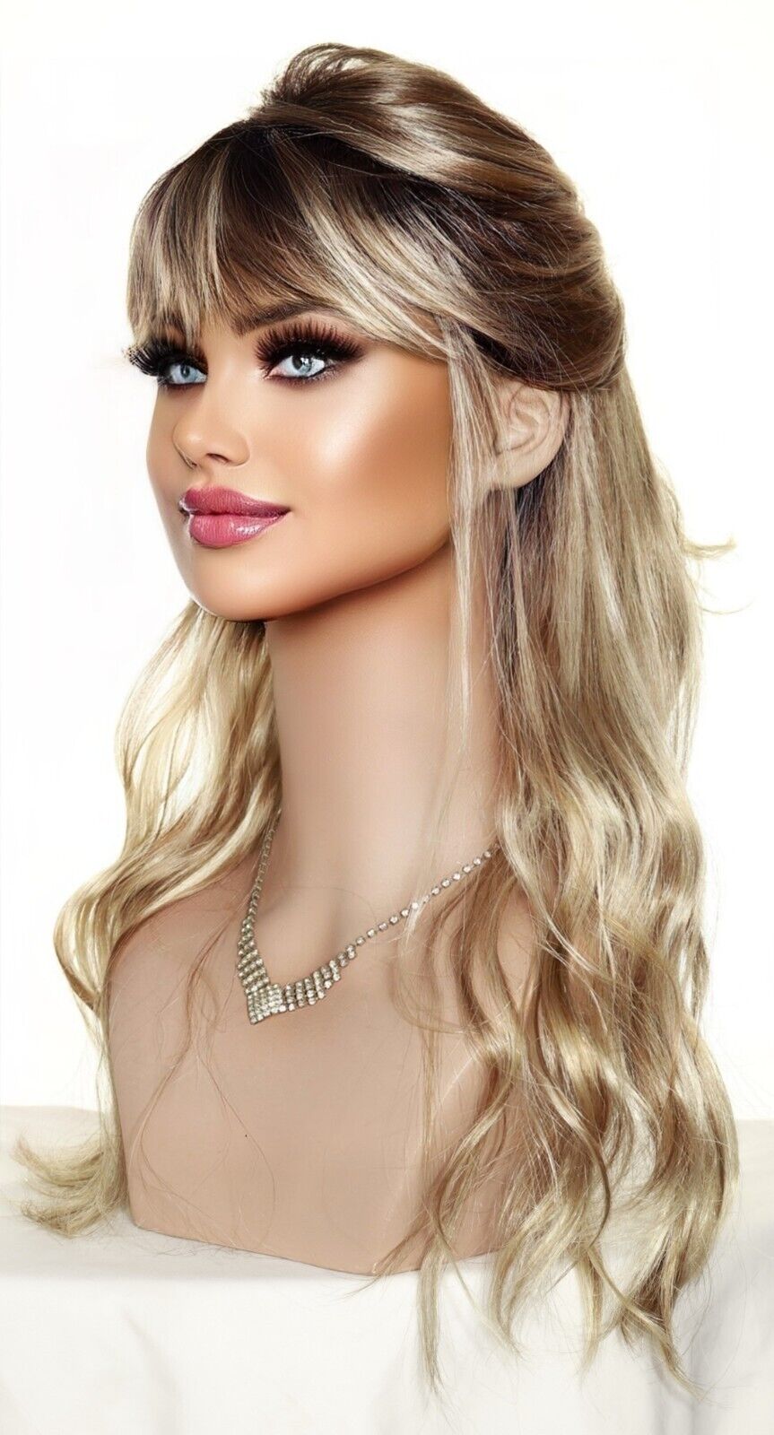 100% Human Hair Long Wigs 24 Inch, Creamy Toffee