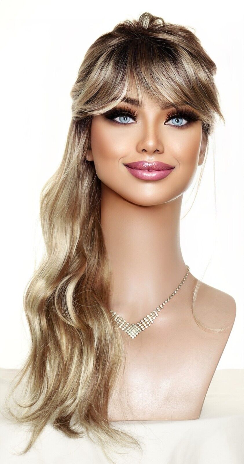 100% Human Hair Long Wigs 24 Inch, Creamy Toffee